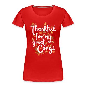 Thankful for my Corgi Hund Herbst Blätter - Frauen Premium Bio T-Shirt - Navy - Vorne - Mia (176cm)