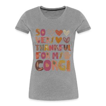 Thankful for my Corgi Hund Herbst Dankbarkeit - Frauen Premium Bio T-Shirt - Navy - Vorne - Mia (176cm)