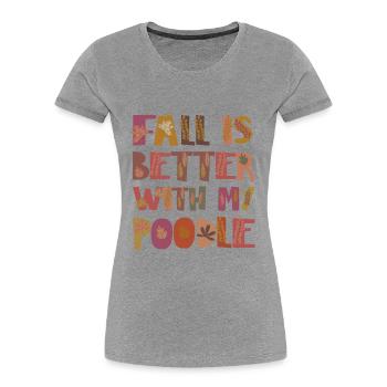 Thankful for my Pudel Hund Herbst Dankbarkeit - Frauen Premium Bio T-Shirt - Navy - Vorne - Mia (176cm)