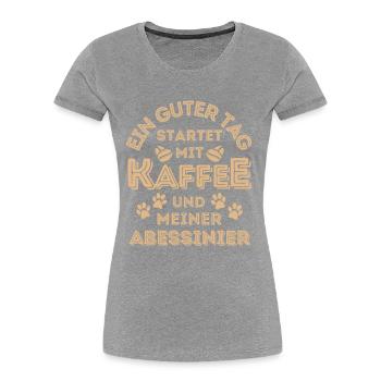 Abessinier Katze Kaffee Cafe - Frauen Premium Bio T-Shirt - Navy - Vorne - Mia (176cm)