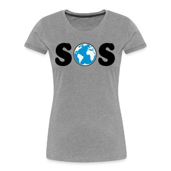 SOS – Earth Day / Climate Change (B / 3C / SVG) - Women's Premium Organic T-Shirt - navy - Front - Mia (176cm)