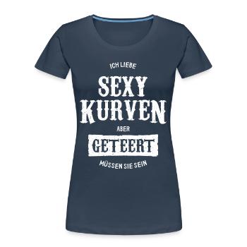 Motorrad - Ich liebe sexy Kurven geteert - Frauen Premium Bio T-Shirt - Navy - Vorne - Mia (176cm)