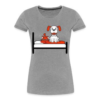 Lit pour chien Chat Deux amis Équipe Chaton 2 Équipage - T-shirt bio Premium Femme - bleu marine - Devant - Mia (176cm)