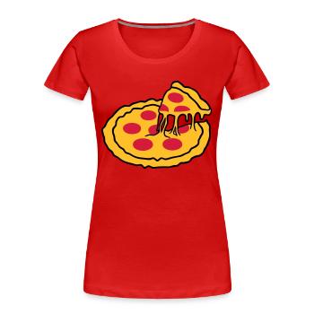 cheese hunger piece salami pizza delicious food hu - Women's Premium Organic T-Shirt - navy - Front - Mia (176cm)