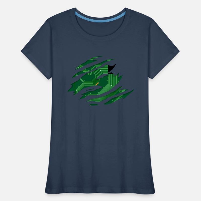 Computer Platine hinter einem Kratzer mit CPU Frauen Premium Bio T-Shirt