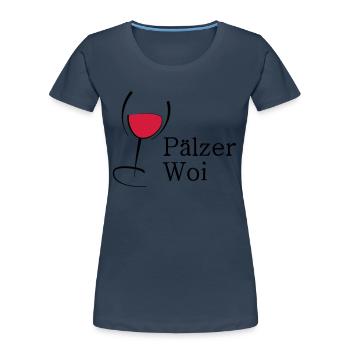 Pälzer Woi Weinglas - Frauen Premium Bio T-Shirt - Navy - Vorne - Mia (176cm)