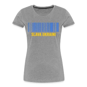 slava ukraini stand with ukraine free kiew barcode - Frauen Premium Bio T-Shirt - Navy - Vorne - Mia (176cm)