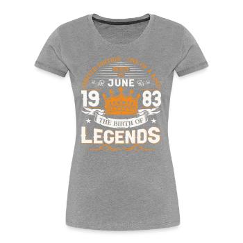 40th Birthday Man June Vintage 1983 Legendary - Women's Premium Organic T-Shirt - navy - Front - Mia (176cm)