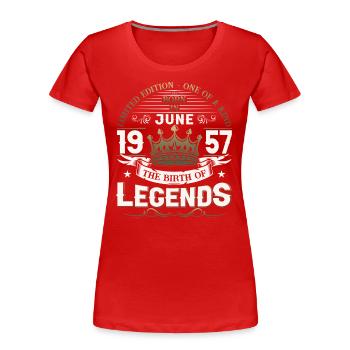 66. Geburtstag Mann Juni Jahrgang 1957 Legendary - Frauen Premium Bio T-Shirt - Navy - Vorne - Mia (176cm)