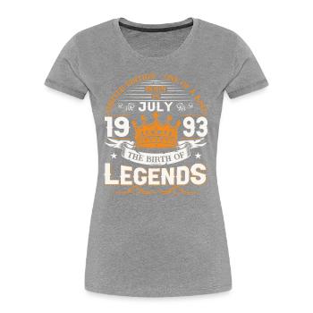 30. Geburtstag Mann Juli Jahrgang 1993 Legendary - Frauen Premium Bio T-Shirt - Navy - Vorne - Mia (176cm)