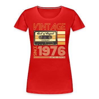 47ème anniversaire homme août vintage 1976 Cassette - T-shirt bio Premium Femme - bleu marine - Devant - Mia (176cm)