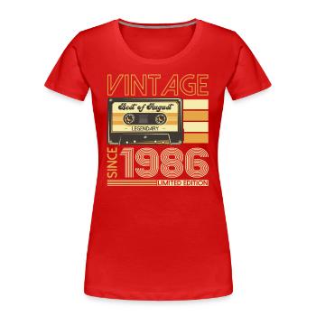 37th Birthday Man August Vintage 1986 Cassette - Women's Premium Organic T-Shirt - navy - Front - Mia (176cm)