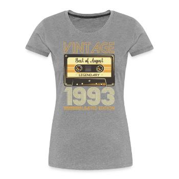 30th Birthday Man August Vintage 1993 Cassette - Women's Premium Organic T-Shirt - navy - Front - Mia (176cm)
