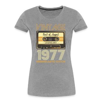 46th Birthday Man August Vintage 1977 Cassette - Women's Premium Organic T-Shirt - navy - Front - Mia (176cm)