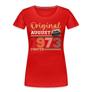50th Birthday Man August Vintage 1973 Cassette - Women's Premium Organic T-Shirt - navy - Front - Mia (176cm)