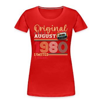 43rd Birthday Man August Vintage 1980 Cassette - Women's Premium Organic T-Shirt - navy - Front - Mia (176cm)