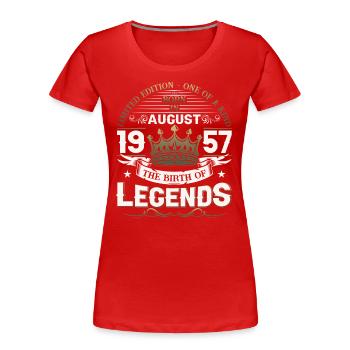 66. Geburtstag Mann August Jahrgang 1957 Legendary - Frauen Premium Bio T-Shirt - Navy - Vorne - Mia (176cm)