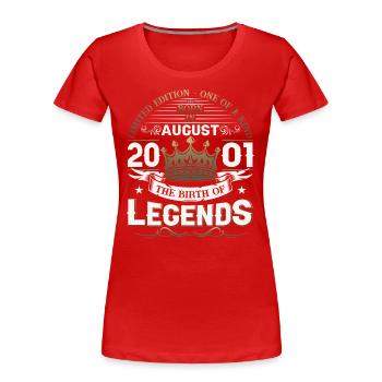 22nd Birthday Man August Vintage 2001 Legendary - Women's Premium Organic T-Shirt -  - Front - Mia (176cm)