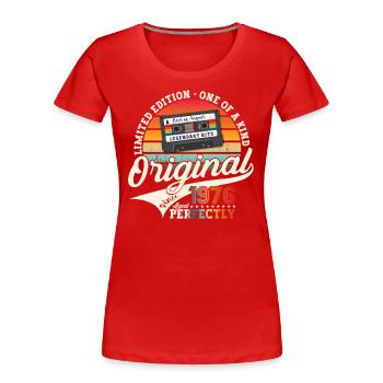 47. Geburtstag Mann August Jahrgang 1976 Kassette - Frauen Premium Bio T-Shirt - Navy - Vorne - Mia (176cm)