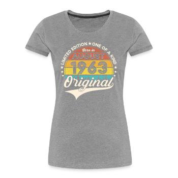 60th Birthday Man August Vintage 1963 Cassette - Women's Premium Organic T-Shirt -  - Front - Mia (176cm)