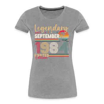 39ème anniversaire Septembre Millésime 1984 Millésime - T-shirt bio Premium Femme - bleu marine - Devant - Mia (176cm)