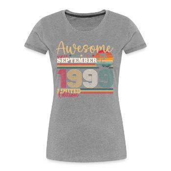 24th Birthday September Vintage 1999 Awesome - Women's Premium Organic T-Shirt -  - Front - Mia (176cm)