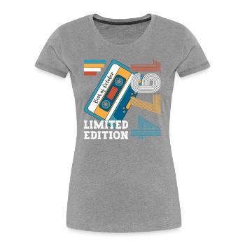 49th Birthday October Vintage 1974 Cassette - Women's Premium Organic T-Shirt - navy - Front - Mia (176cm)