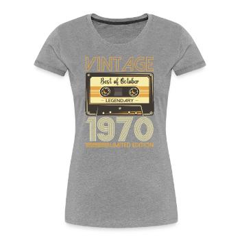 53. Geburtstag Kassette Oktober Jahrgang 1970 Tape - Frauen Premium Bio T-Shirt - Navy - Vorne - Mia (176cm)