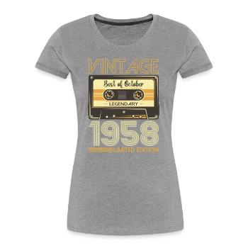 65. Geburtstag Kassette Oktober Jahrgang 1958 Tape - Frauen Premium Bio T-Shirt - Navy - Vorne - Mia (176cm)