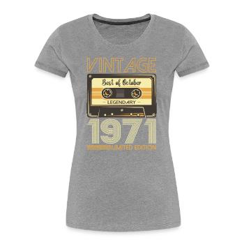 52. Geburtstag Kassette Oktober Jahrgang 1971 Tape - Frauen Premium Bio T-Shirt - Navy - Vorne - Mia (176cm)