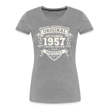 66th Birthday Gift Husband October Vintage 1957 - Women's Premium Organic T-Shirt - navy - Front - Mia (176cm)