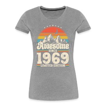 54e anniversaire mari Vintage 1969 Vintage rétro - T-shirt bio Premium Femme - bleu marine - Devant - Mia (176cm)