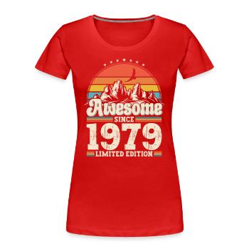 44e anniversaire mari Vintage 1979 Vintage rétro - T-shirt bio Premium Femme - bleu marine - Devant - Mia (176cm)
