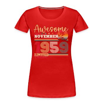64e anniversaire époux novembre né 1959 - T-shirt bio Premium Femme - bleu marine - Devant - Mia (176cm)