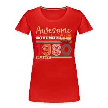 43rd Birthday Husband November Vintage 1980 - Women's Premium Organic T-Shirt -  - Front - Mia (176cm)