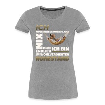 Rentner Rentnerin Rente Geschenk Ruhestand - Frauen Premium Bio T-Shirt - Navy - Vorne - Mia (176cm)