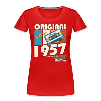 66. Geburtstag Kassette November Jahrgang 1957 - Frauen Premium Bio T-Shirt -  - Vorne - Mia (176cm)