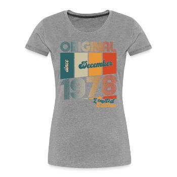 45e anniversaire Original Décembre Vintage 1978 - T-shirt bio Premium Femme - bleu marine - Devant - Mia (176cm)