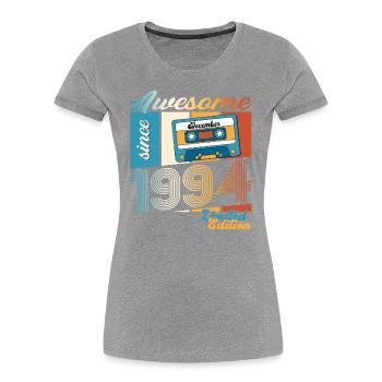Cassette 29e anniversaire décembre Vintage 1994 - T-shirt bio Premium Femme - bleu marine - Devant - Mia (176cm)