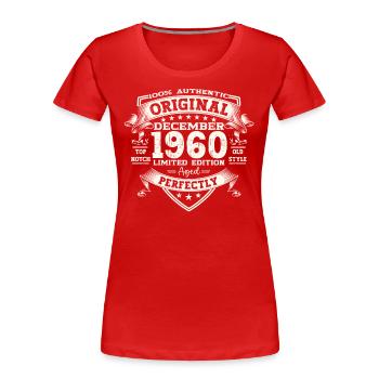 63e anniversaire Vintage Décembre Vintage des années 1960 - T-shirt bio Premium Femme - bleu marine - Devant - Mia (176cm)
