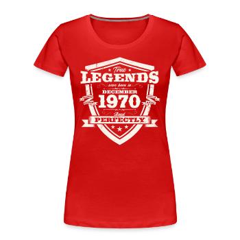Décembre Vintage 1970 53ème Anniversaire Vintage - T-shirt bio Premium Femme - bleu marine - Devant - Mia (176cm)