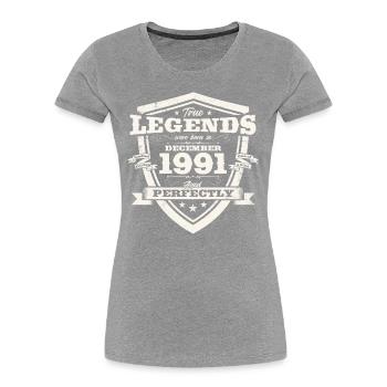 December Vintage 1991 32nd Birthday Legend - Women's Premium Organic T-Shirt - navy - Front - Mia (176cm)