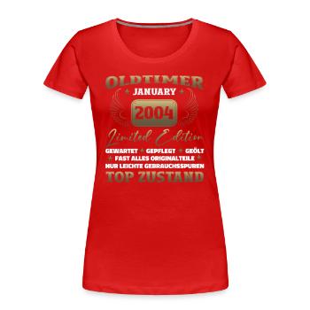 20. Geburtstag Oldtimer Januar Jahrgang 2004 - Frauen Premium Bio T-Shirt - Navy - Vorne - Mia (176cm)