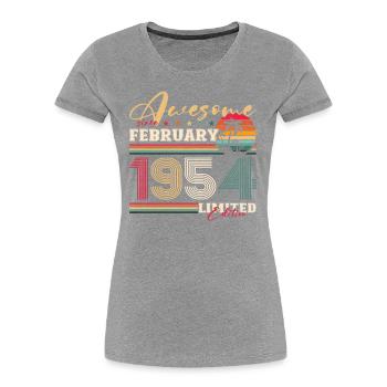 70e anniversaire mari février Vintage 1954 génial - T-shirt bio Premium Femme - bleu marine - Devant - Mia (176cm)