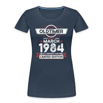 40th Birthday Vintage March Vintage 1984 - Women's Premium Organic T-Shirt - navy - Front - Mia (176cm)