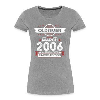 18. Geburtstag Oldtimer März Jahrgang 2006 - Frauen Premium Bio T-Shirt - Navy - Vorne - Mia (176cm)