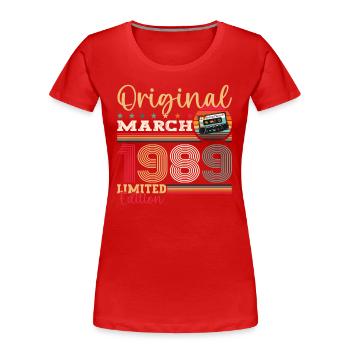 35e anniversaire mari mars 1989 Mixtape Cassette - T-shirt bio Premium Femme - bleu marine - Devant - Mia (176cm)