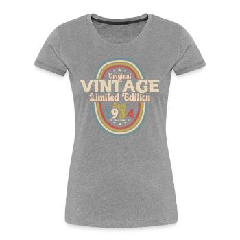 90e anniversaire cadeau mari avril Vintage 1934 - T-shirt bio Premium Femme - bleu marine - Devant - Mia (176cm)