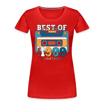 35e anniversaire mari avril Vintage 1989 Cassette - T-shirt bio Premium Femme - bleu marine - Devant - Mia (176cm)