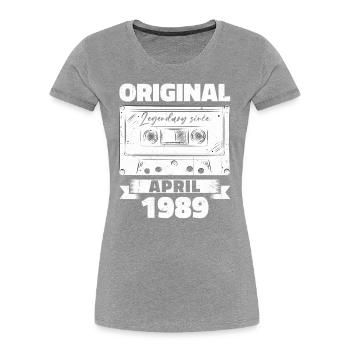 35e anniversaire mari avril Vintage 1989 Cassette - T-shirt bio Premium Femme - bleu marine - Devant - Mia (176cm)